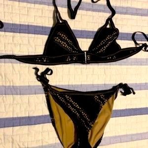 Becca Bikini black & tan 2 pieces small & medium